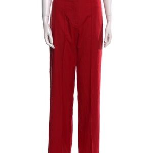 Jonathan Simkhai Red High-Rise Straight Leg Pants